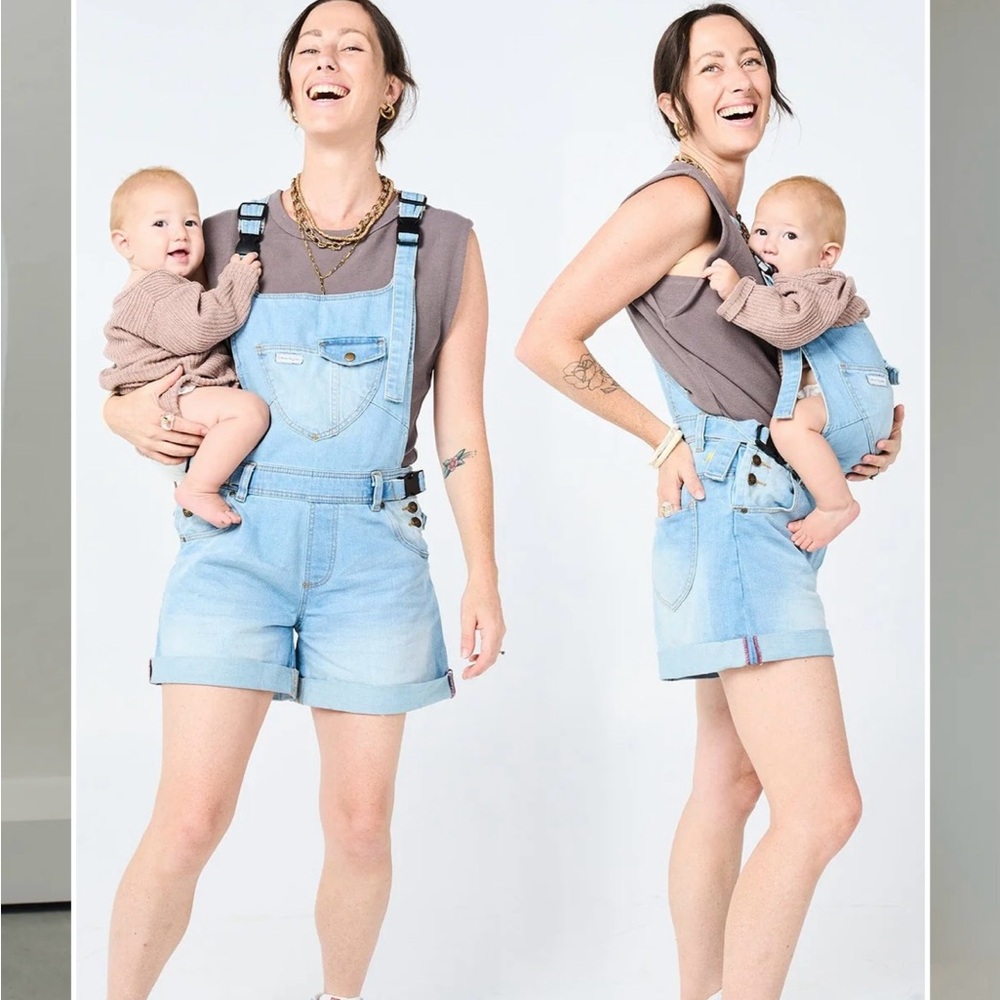 Mumsie Baby Wearing Short Overalls